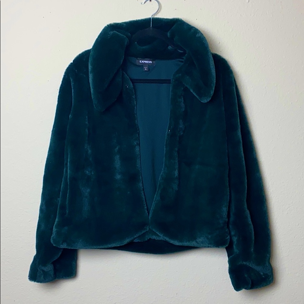 Express Faux Fur Emerald Jacket (only worn once)